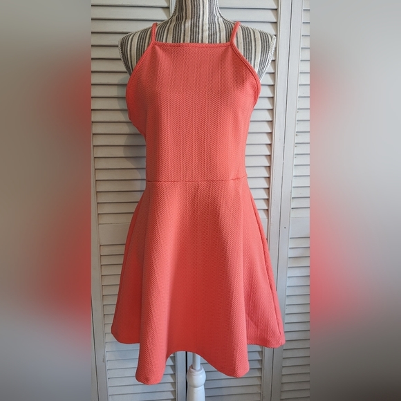 Divided Dresses & Skirts - Divided by H&M Neon Orange Sleeveless Knee Length Skater Dress size 12